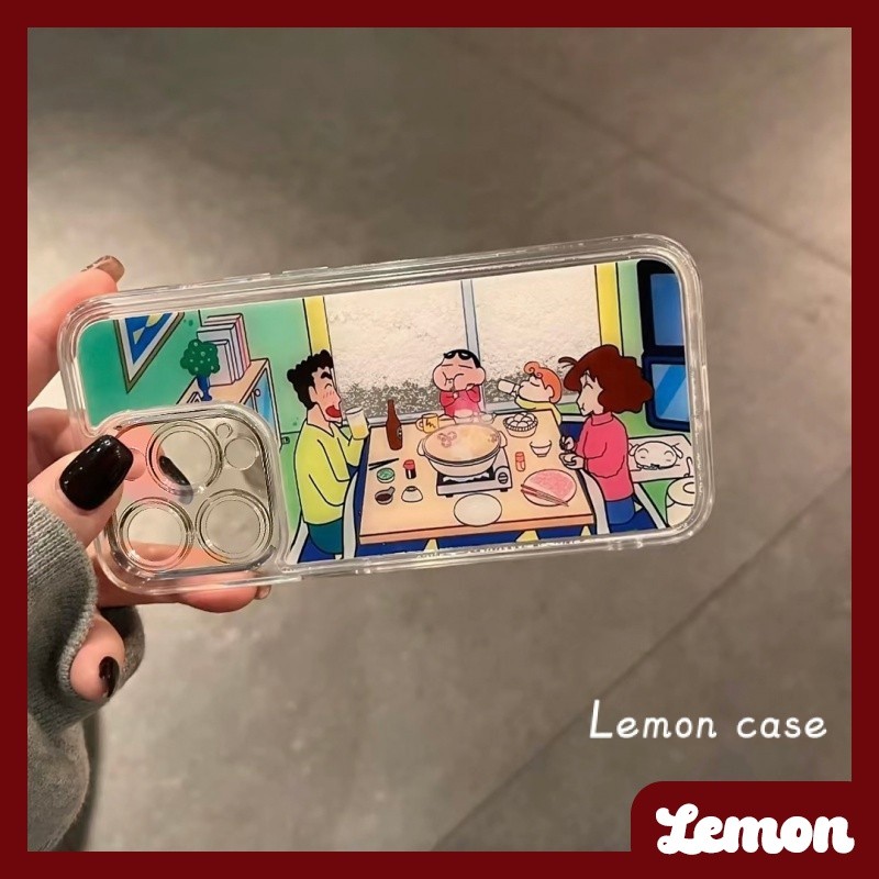 Glitter Window Crayon Shin-Chan ครอบครัวสําหรับ iphone กรณี 15 15promax 14promax 13pro 13promax 11 12promax