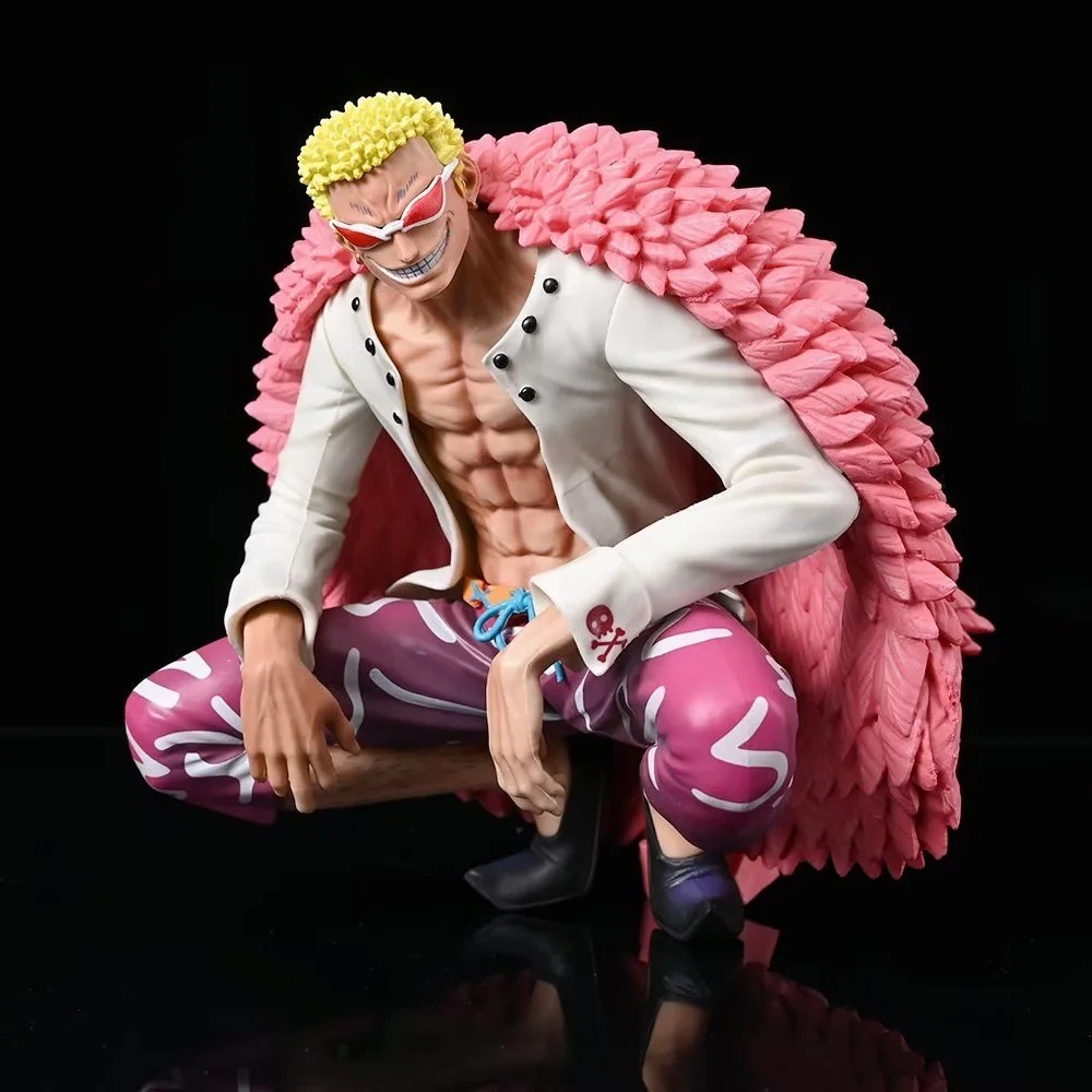 One Piece Qiwuhai GK Doflamingo นั่งยองท่าทางเปลี่ยนหัวตกแต่งรุ่น Boxed Figure