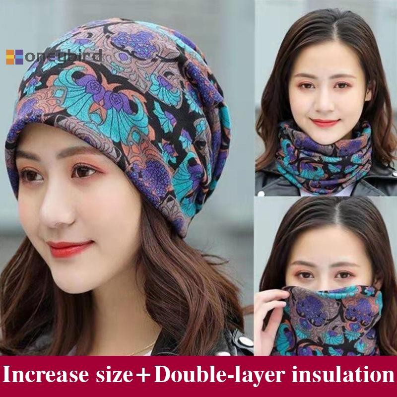 Honeybird แฟชั่นคู่หัวหมวก Bib Twist หมวก Multi-Functional พิมพ์ผ้าพันคอหมวกคอหมวก Face Mask Headscarf หมวก Nice