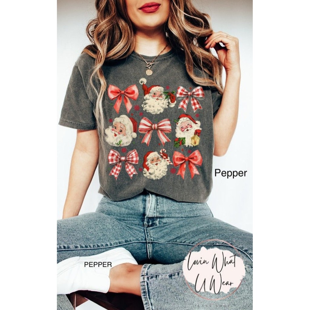 Comfort Colors Vintage Santa Shirt Womens Christmas T-Shirt Retro Santa TShirt Coquette Christmas Sh