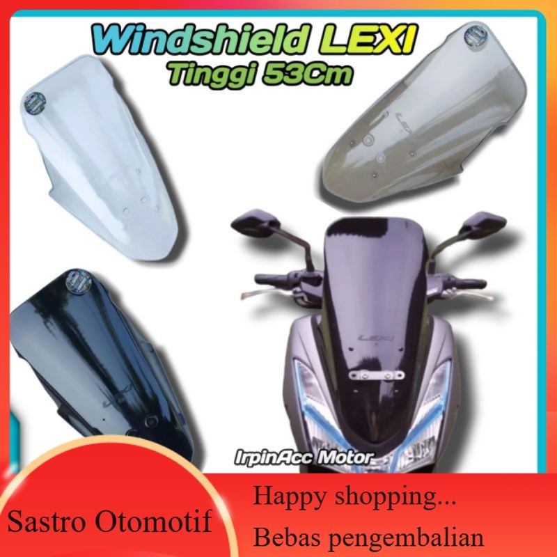Hitam High Lexi ชิวหน้ากระจกหน้ารถสําหรับรถจักรยานยนต์ Yamaha Lexi ความสูง 53 ซม. ควันใสสีดําเข้ม