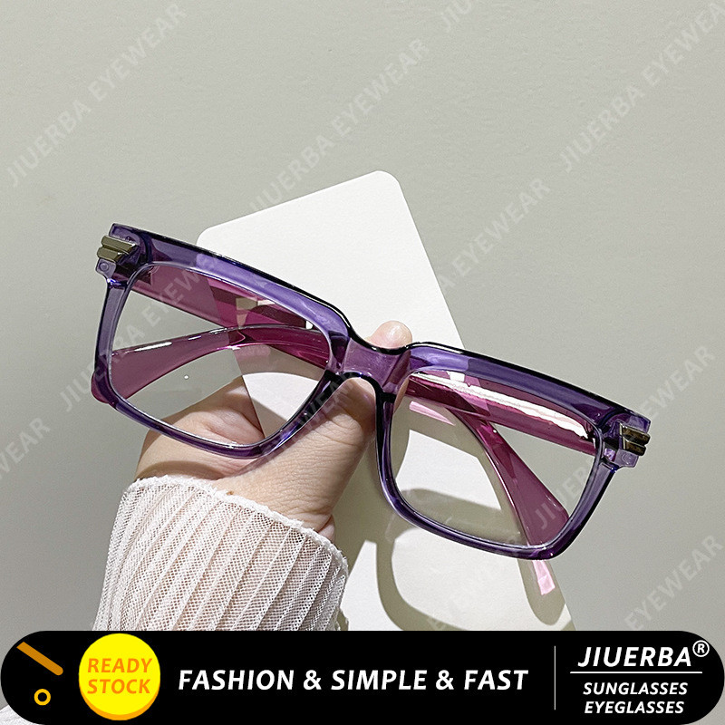 (จิ่วเออร์บา) สีม่วงสแควร์กรอบป้องกันแสงสีฟ้าแว่นตาสําหรับผู้หญิงแฟชั่นตะวันตกกรอบขนาดเล็กแว่นตาออปติคอล