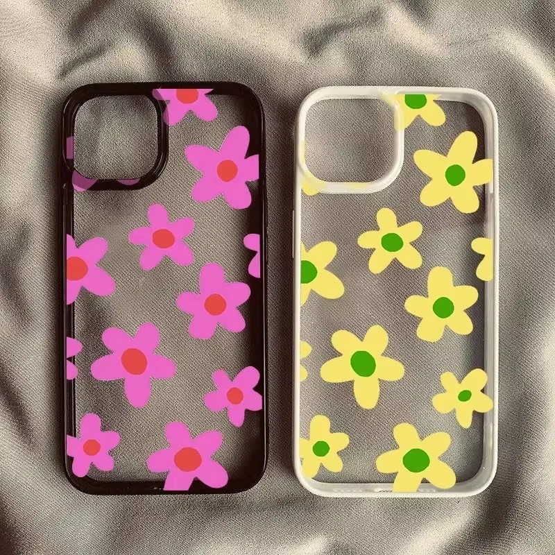 กันกระแทกเคสโทรศัพท์แบบใสสําหรับ Samsung S24 S23 FE S24 S25 Ultra S23 S22 S21 Plus S20 S21 FE ฤดูร้อนสีชมพู Daisy ฝาหลัง
