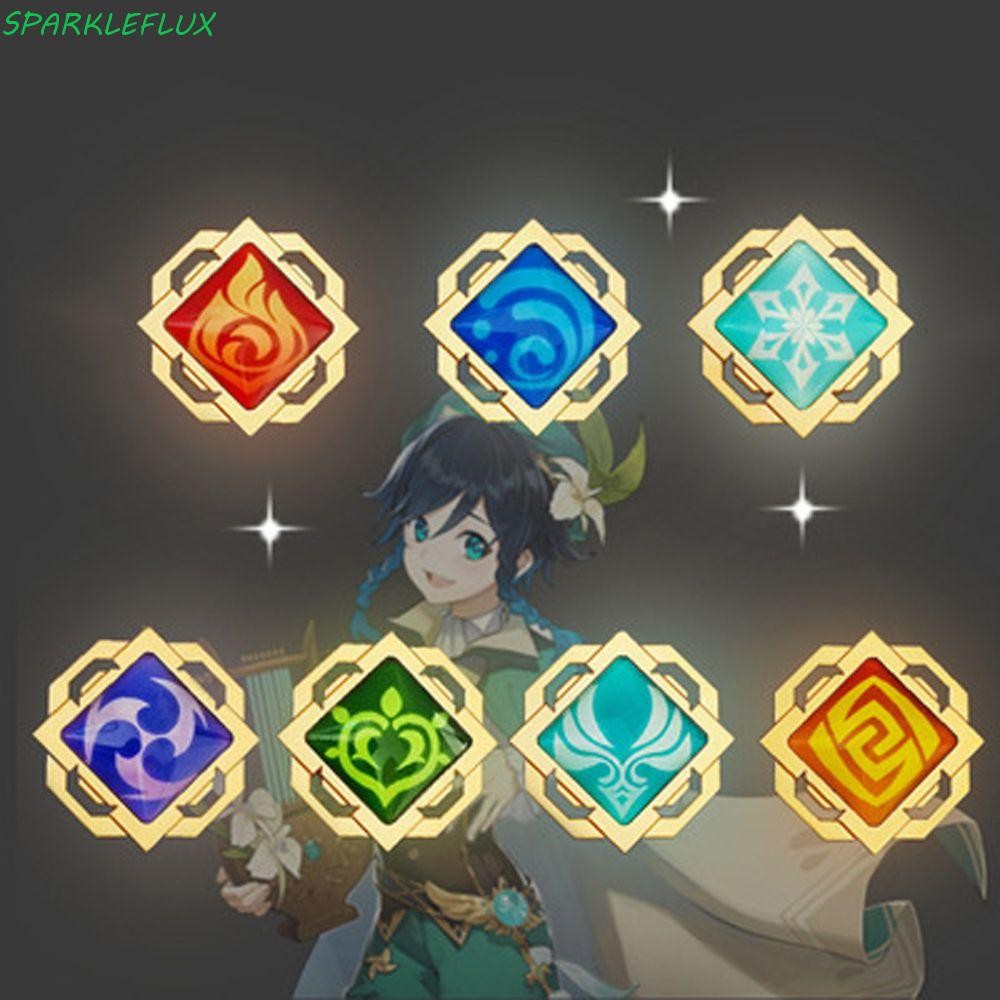 Sparkleflux อะนิเมะส่องสว่างเข็มกลัด Ganyu Keqing แก้วเกม Genshin Impact Eye Of Original God Vision Lnazuma เครื่องประดับอุปกรณ์เสริม