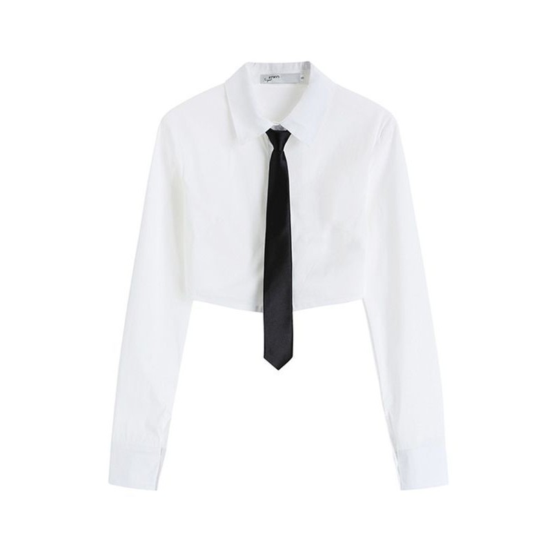 สาวร้อนสั้นสะดือเอวแคบสีขาวเจเคเสื้อฤดูใบไม้ร่วงออกแบบซอกแขนยาวสลิมฟิตแน่นเสื้อด้านบนหญิงสาวร้อนสั้นแคบ-เอวสีขาวเจเคเสื้อฤดูใบไม้ร่วงออกแบบซอกแขนยาวสลิมฟิตแน่นเสื้อด้านบนผู้หญิง11.11 - รูปที่ 3