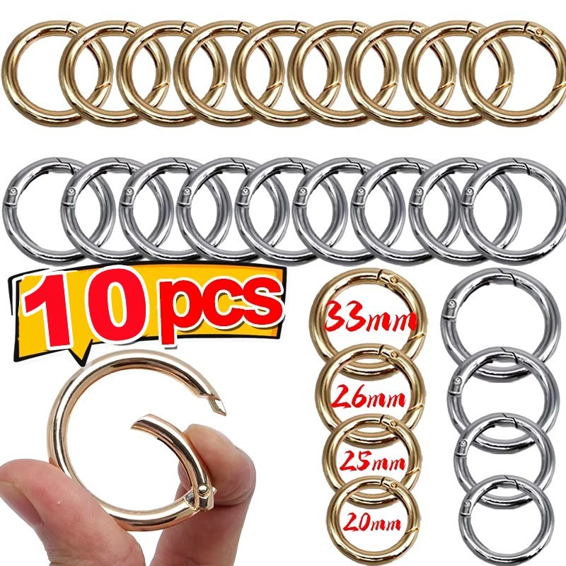 10 ชิ้น 20/25/26/33 มิลลิเมตรโลหะฤดูใบไม้ผลิหัวเข็มขัด Carabiner ตะขอกระเป๋าถือ Clasp พวงกุญแจสแตนเลส Snap Gate O-รูป Camping Clasps
