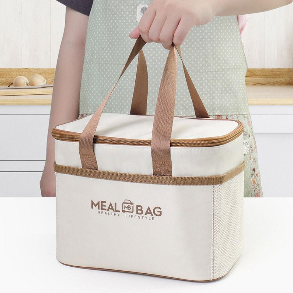 MARITA กระเป๋าเก็บความร้อนอาหาร, กระเป๋าเก็บกล่องอาหารกลางวันแบบหนา, กระเป๋าฉนวนกันความร้อนกันน้ําความจุขนาดใหญ่แบบพกพาผู้หญิง - รูปที่ 4