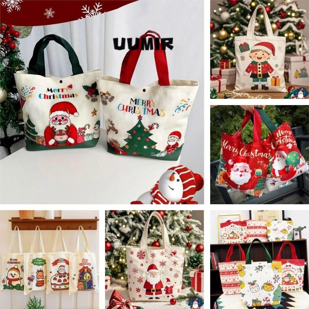 Xmas Tote Bag, 2025 กระเป๋าของขวัญคริสต์มาสกระเป๋าสะพายข้าง, กระเป๋าการสอนความจุขนาดใหญ่ ChristmasTree Santa Claus กระเป๋า Messenger แบบใช้ซ้ําได้สําหรับสาวผู้หญิง Lady
