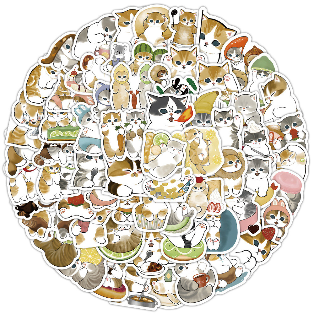 100 ชิ้นน่ารัก Mofusand Kitty Cats สติ๊กเกอร์สมุดภาพกันน้ํา (2)