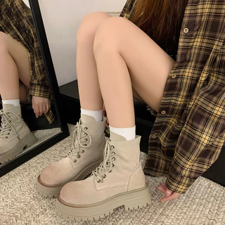รองเท้าบูทมาร์ติน Boots Casual Round Toe กันลื่นซิป