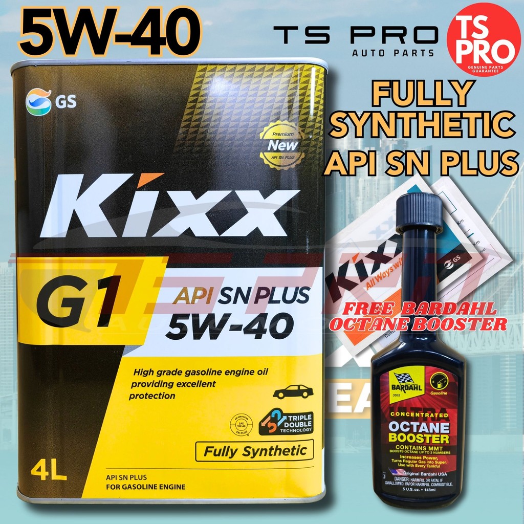 Kixx G1 5W-40 API SN Plus น้ํามันเครื่องสังเคราะห์เต็มรูปแบบ Minyak Hitam 4L FOC Bardahl 3515 เบนซิน