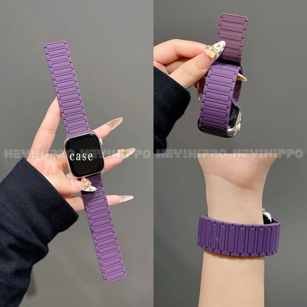 สีเบอร์รี่สีม่วงเหมาะสําหรับสมาร์ทวอทช์ซีรีส์ 10/9/8/7/6/5/SE/4/3 สายแม่เหล็กเหมาะสําหรับ iwatch 49/46/45/44/42/41/40/48mm