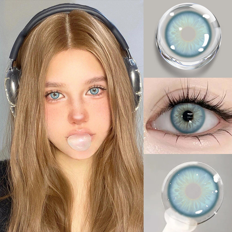 Mill Creek คอนแทคเลนส์เครื่องสําอาง hybrid iris 14.5 มม. สีฟ้าสีม่วงสีเขียวคอนแทคเลนส์สายตาสั้น 0 ~-