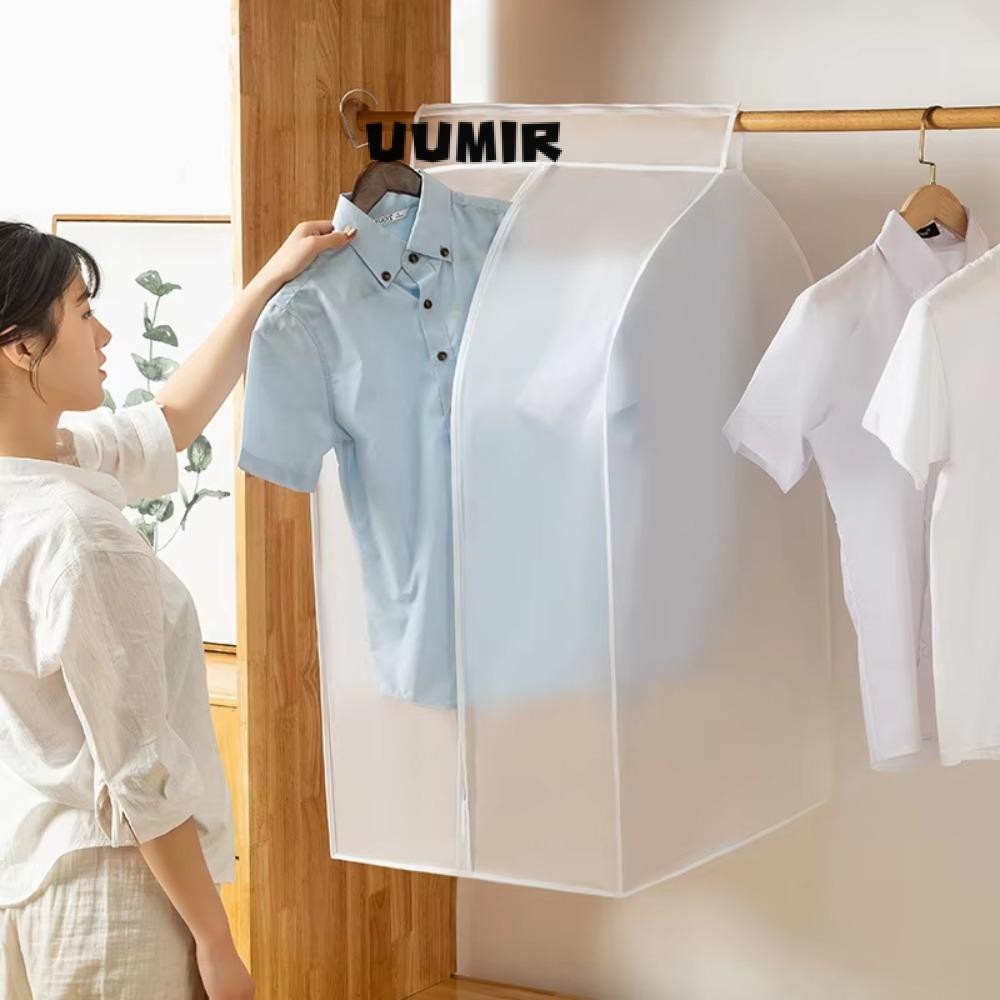 Uumir ผ้าคลุมกันฝุ่นเสื้อผ้า, กระเป๋าเก็บเสื้อโค้ทป้องกันการเปรอะเปื้อนแบบใส, แขวนผ้าคลุมกันฝุ่นขนาดใหญ่แบบปิดมิดชิดสําหรับใช้ในครัวเรือน