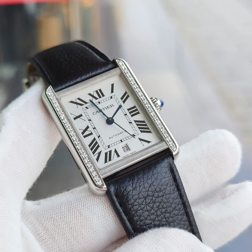 Cartier Cartier Tank WSTA0029 นาฬิกาผู้ชายกลไกอัตโนมัติ หลังเพชร