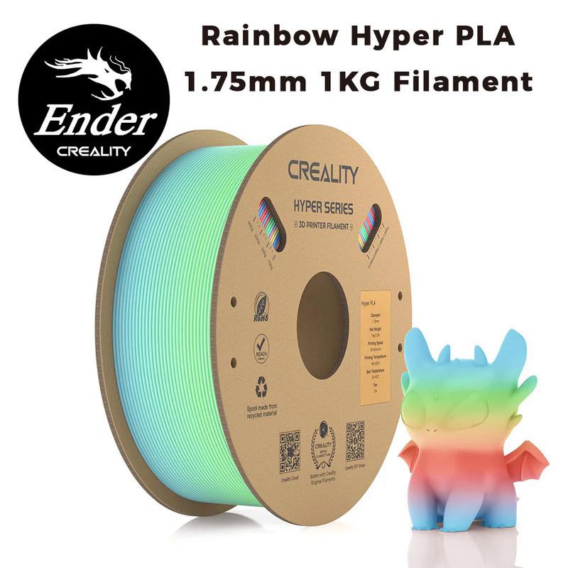 Creality Hyper PLA Rainbow Filament 1.75mm 1KG Multi-color Gradient High Speed Printing Materials fo