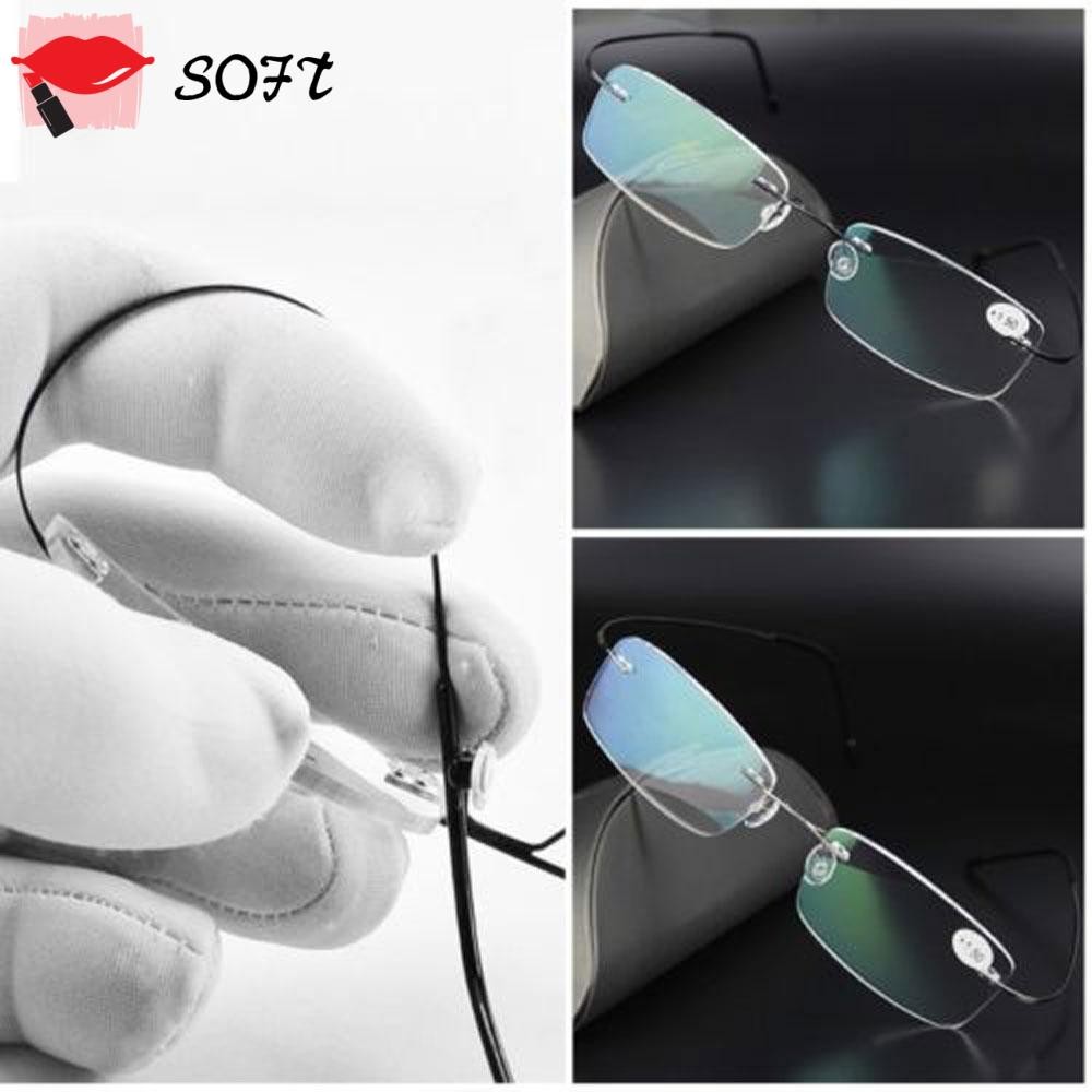 SOFTNESS Health Care Reading Glasses Elder Rimless Eyeglass Rectangular Ultralight Degree Spectacles