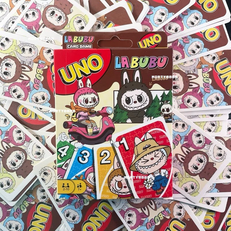 UNO LABUBU Card เกมส์ไพ่ การ์ดไพ่ อูโน่ บรรจุ 108 ใบ การ์ด ไพ่