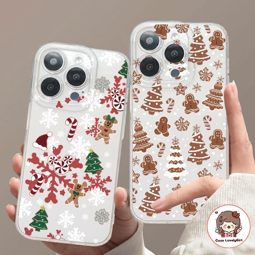 ส่งจากไทย คริสต์มาสขนมปังขิงคน เคส IPhone 16 11 15 14 13 Pro Max XR 13 12 Pro 7 8Plus SE X Xs Max Antifall Soft Case