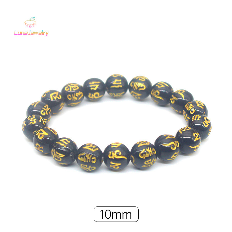 COD💖สร้อยข้อมือทองเหลืองโบราณเลียนแบบ Obsidian,สร้อยข้อมือ Unisex,สร้อยข้อมือปรับระดับชาติพันธุ์-Lune