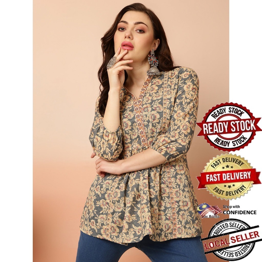 Indian Kurti Traditional Designer Long Short Women Kurtis Kurta Tunic Top Blouse Plus UD409387/0398A