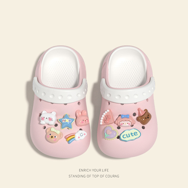 AYUER การ์ตูน Pea Design 1-12 ปีเด็ก EVA รองเท้าแตะสายรัดน้ําหนักเบากลางแจ้ง