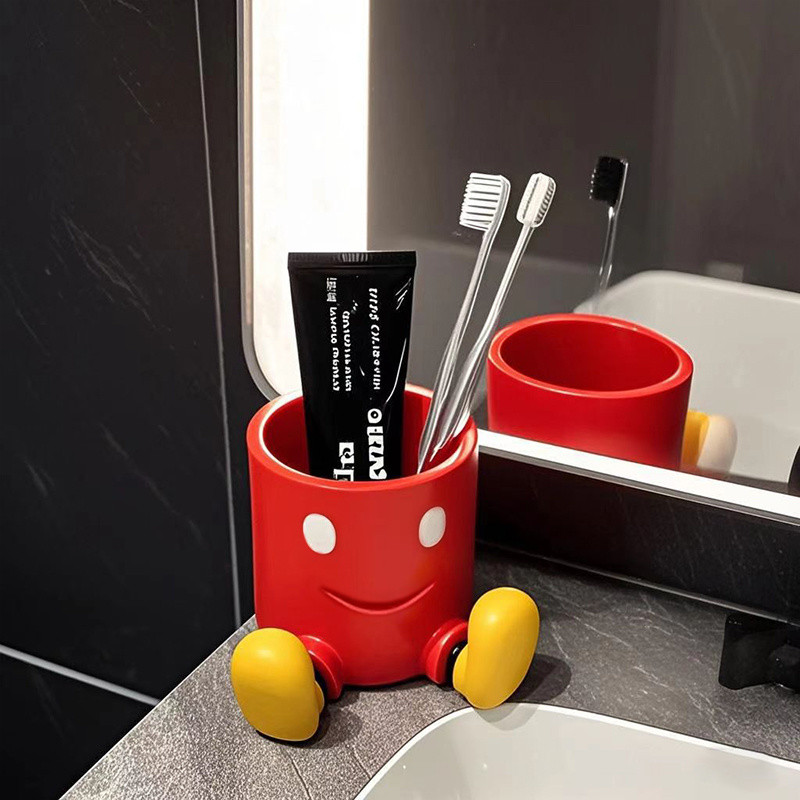 Creative การ์ตูน Mickey แปรงสีฟันไฟฟ้าชั้นเก็บฐานห้องน้ํา Washstand ชั้นวางยาสีฟันน่ารัก