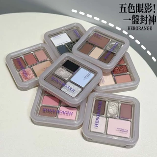 Herorange พาเลทอายแชโดว์ห้าสี Earth Color Matte Pearlescent Delicate Color Reendering