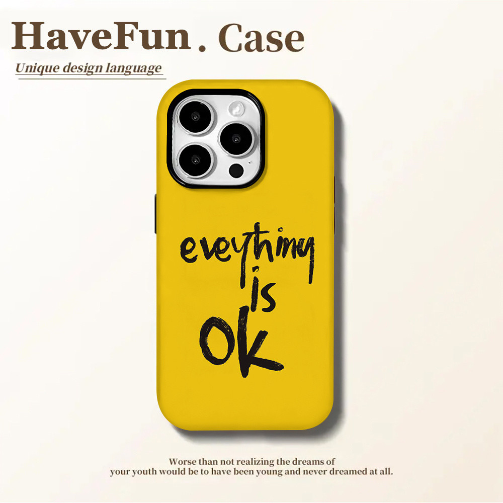 เคสโทรศัพท์ Fun Everything OK 2-in-1 เข้ากันได้กับ iPhone 15 Pro Max, Apple 16 14 Plus 11/12/13 Pro Max, ฝาครอบป้องกันป้องกันการกระแทกใหม่