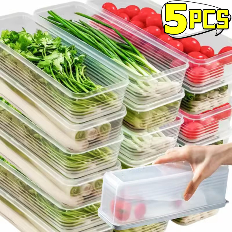 โปร่งใสขนาดใหญ่ความจุอาหารสดเก็บกล่อง-cilantro Scallionsกล่องเก็บพร้อมฝาปิด-อเนกประสงค์ห้องครัวตู้เย็นปิดผนึกOrganizer