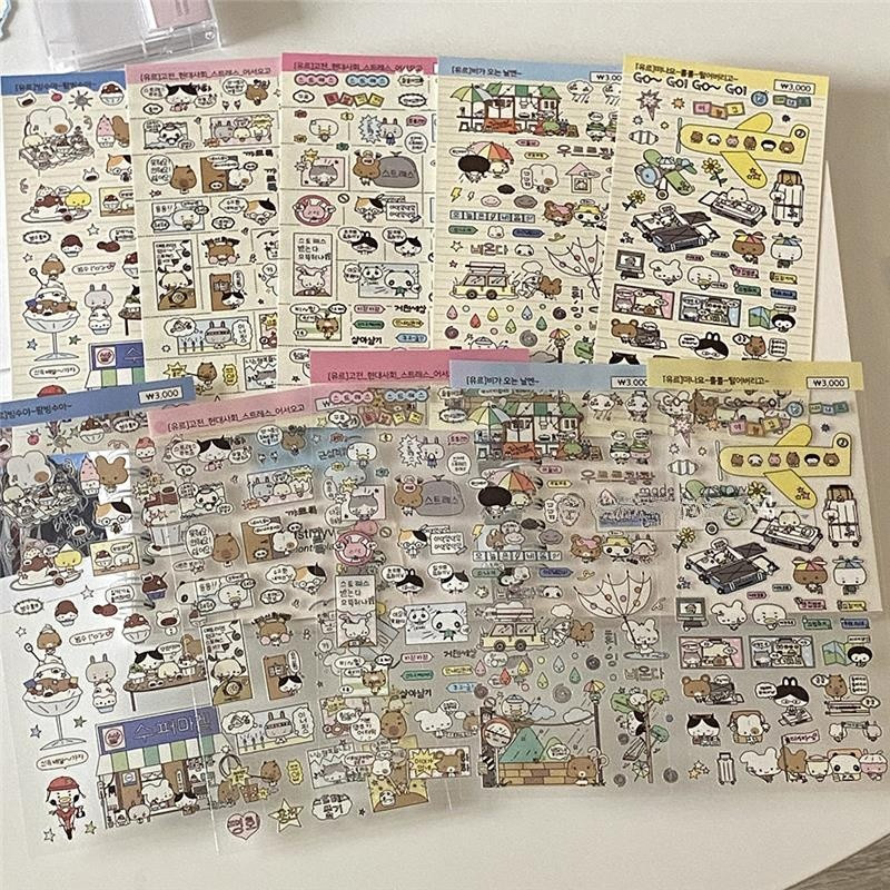 Kawaii Anime Washi ชุดเทปสําหรับ Journal/Planner Decor - สติ๊กเกอร์เครื่องเขียนเกาหลีญี่ปุ่น