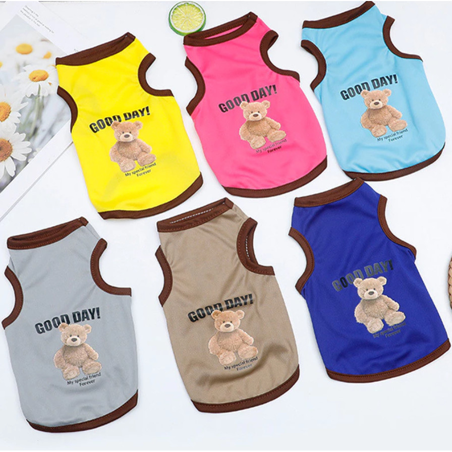 จัดส่งจากกรุงเทพ เสื้อผ้าสัตว์เลี้ยง เสื้อกั๊กฤดูร้อนสำหรับสัตว์เลี้ยง เสื้อผ้าสุนัข เสื้อผ้าแมว ลายน่ารัก สีต่างๆ