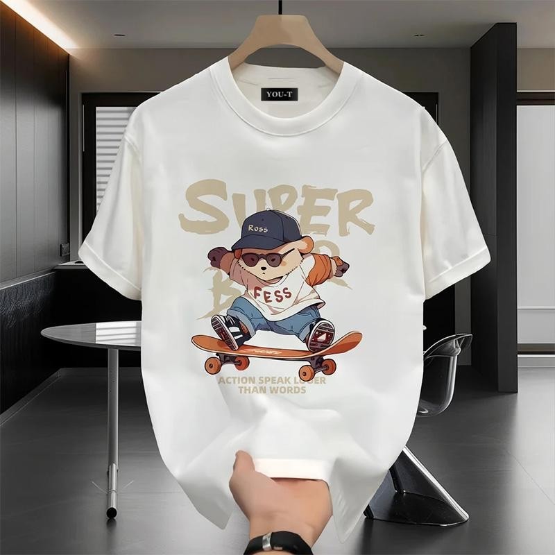 Basi💥เสื้อผู้ชาย เสื้อยืด oversize เกรดพรีเมียม เสื้อคอตตอน100% ไม่หดตัว ใส่สบาย การ์ตูนน่ารัก ลาย "