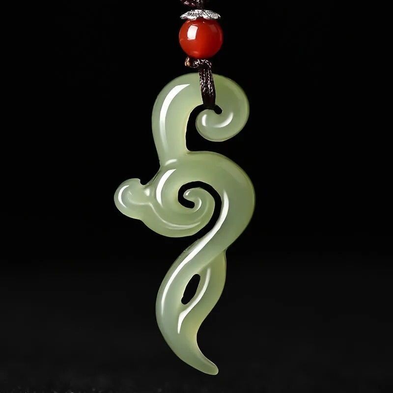 Dfd Hetian หยก Sapphire Guardian ปลอดภัยสัญลักษณ์จี้ผู้ชายผู้หญิงหยกธรรมชาติสร้อยคอปลอดภัย Ruyi จี้ห