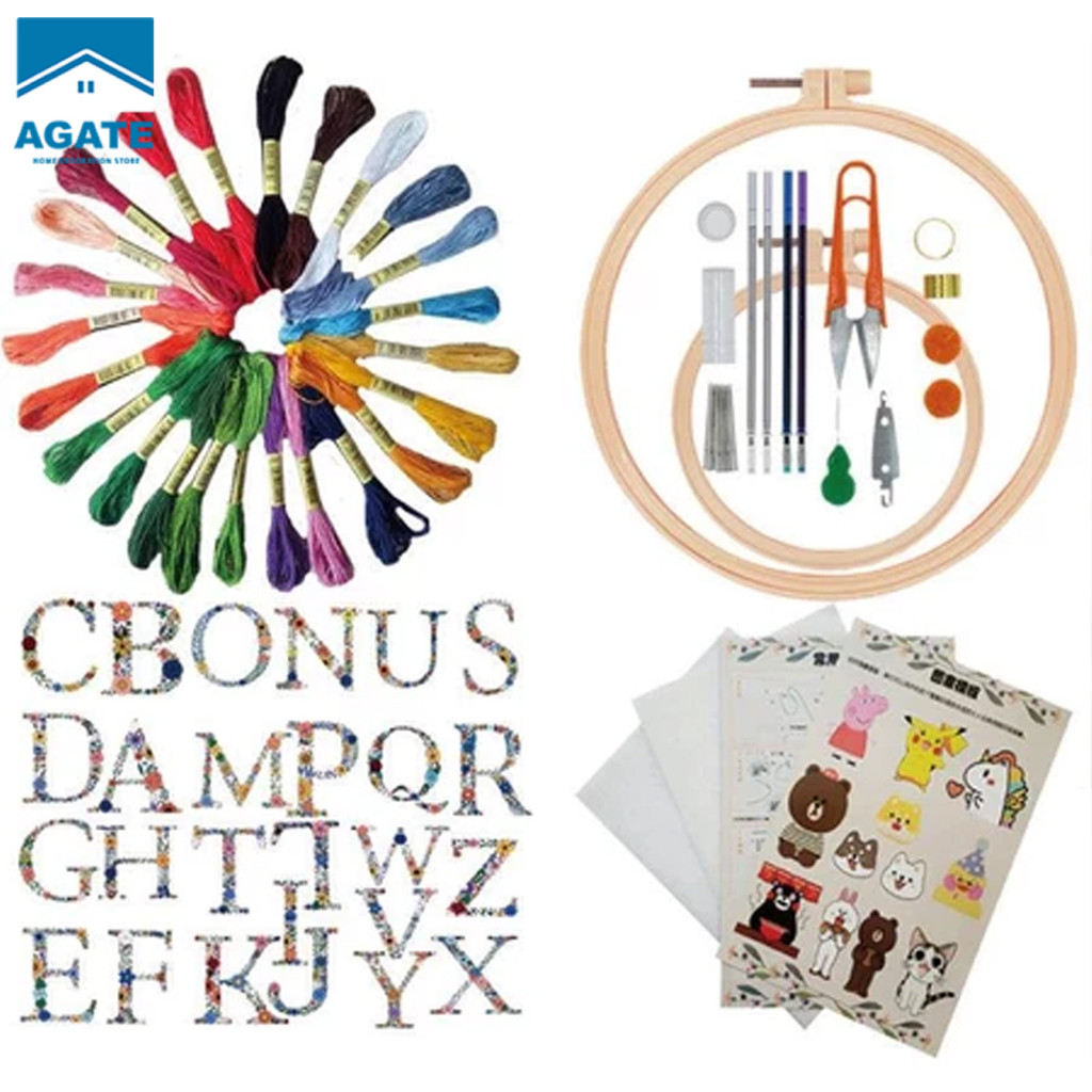 ชุดเย็บปักถักร้อย ชุดปักครอสติช ปักลายตัวอักษร DIY เย็บปักถักร้อย ของเล่นเพื่อการศึกษา สี 50/100 สําหรับผู้เริ่มต้น