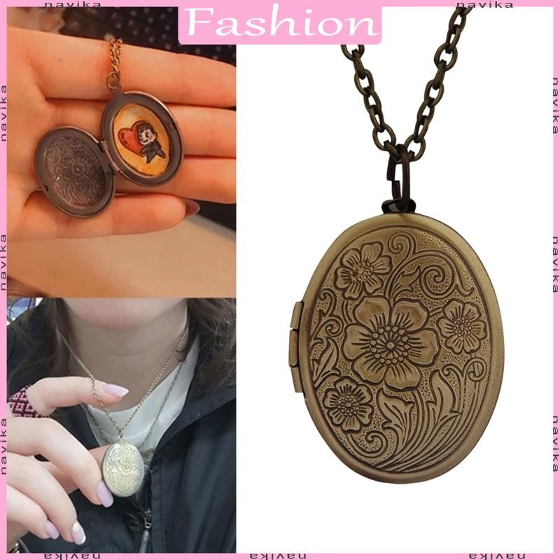 Nav Photo Locket สร้อยคอผู้หญิง Memorial รูปภาพแกะสลักเครื่องประดับ