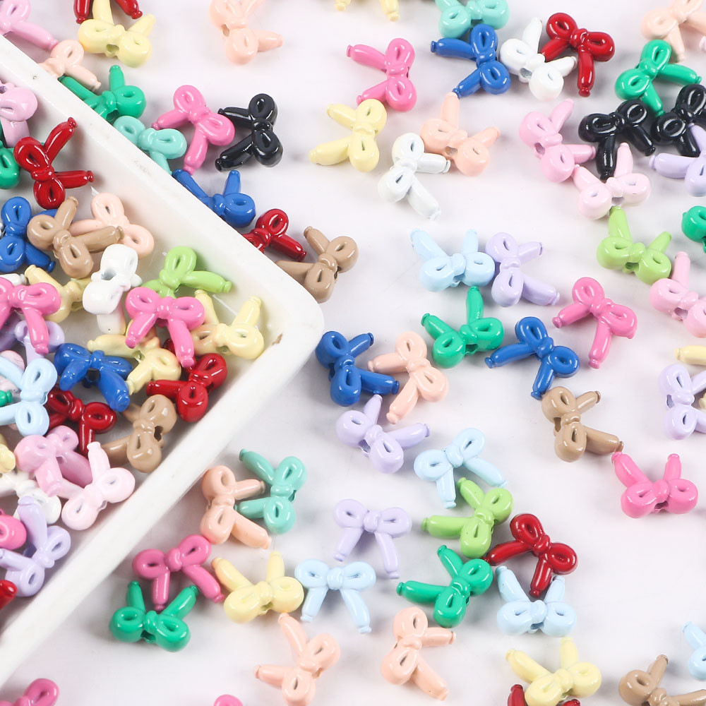 มินิโลหะผสมสังกะสี 10 ชิ้น สีสดใสแบบสายโบว์และลูกปัด สำหรับสร้างสรรค์เครื่องประดับและอุปกรณ์เอง