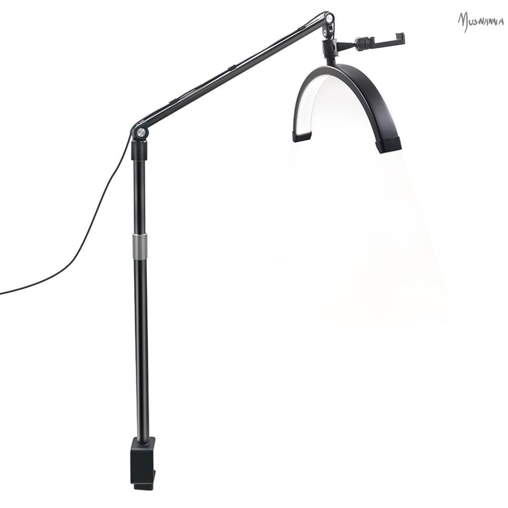 Andoer HD-M30X 36W เดสก์ท็อปไฟ LED ครึ่งดวงจันทร์รูปเติมแสงไฟสองสี 3200K-5600K Di แบบหนีบโคมไฟตั้งโต