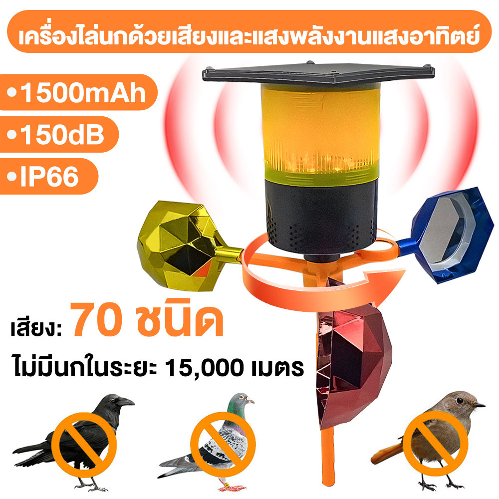 เครื่องไล่หนู ไล่นก พลังงานแสงอาทิตย์ กันน้ำ IP66 เสียงอัลตราโซนิก 70 ชนิด ป้องกันแมว สัตว์รบกวน สำหรับสวน ฟาร์ม โรงงาน