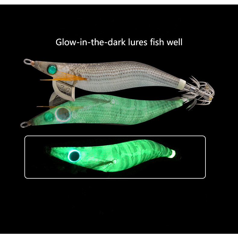 ปลาหมึกเรืองแสงคืนเต็ม EGI JIGS เหยื่อล่อ, เหยื่อตกปลาปลาหมึกส่องสว่าง Cuttlefish Hook เหยื่อปลอม