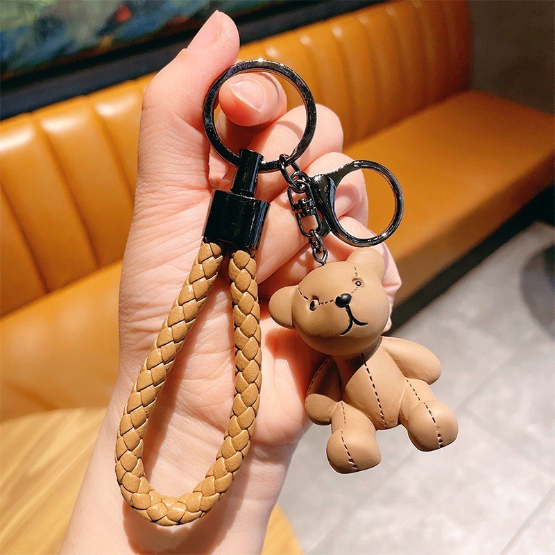 เรซิ่นเลียนแบบ Raven Bear Keychain Cute Coffee Bear ตุ๊กตากระเป๋ากระเป๋ากระเป๋าเป้สะพายหลัง