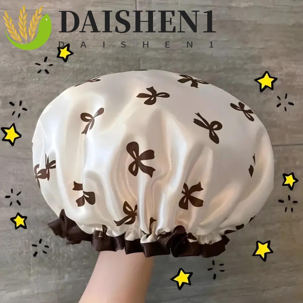 DAISHEN1 หมวกอาบน้ําสองชั้น, หมวกอาบน้ํากันน้ําป้องกันการระเบิด, ห้องน้ํา Essentials การออกแบบโบว์หรูหราหมวกแชมพูหนาแบบใช้ซ้ําได้ผู้ใหญ่ – โปรปัง