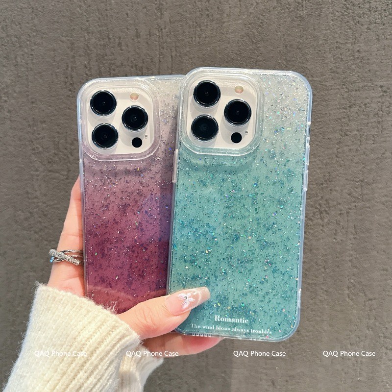 เข้ากันได้กับ ไอโฟน16 ไอโฟน 15 Pro Max iPhone 13 ไอโฟน11 เคสโทรศัพท์กลิตเตอร์ขั้นสูง DLSFK033&034