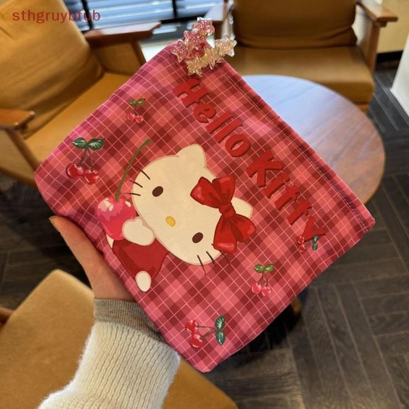 STHB น่ารัก Sanrio Hello Kitty กระเป๋าเครื่องสําอาง KT Cat พิมพ์กระเป๋าถือกระเป๋าเดินทางขนาดใหญ่ความจุแบบพกพากระเป๋าแป้งกระเป๋าเก็บสาวของขวัญ TH