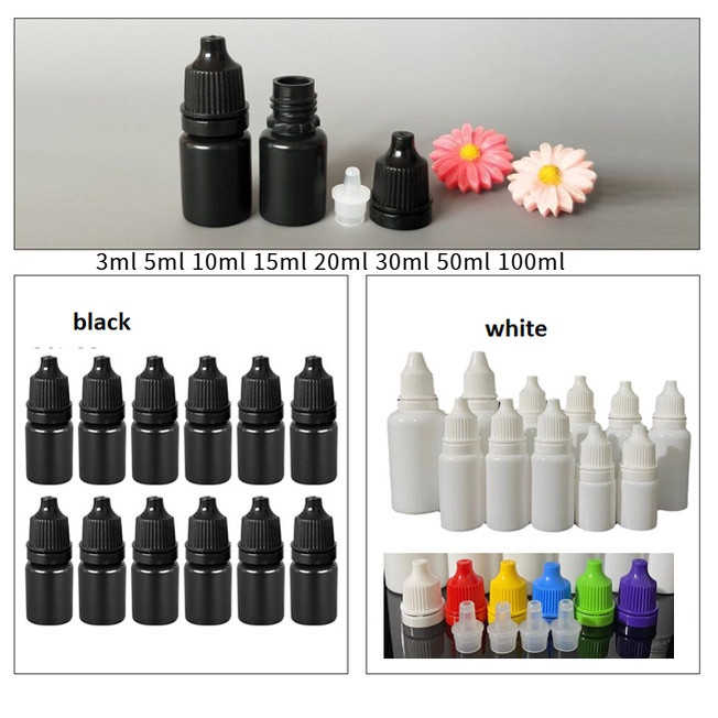 100 ชิ้น Squeezable Eye Dropper ขวดป้องกันแสง Liquid Care Droppers สีดําสีขาว