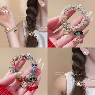เกาหลี พลอยเทียม สีคริสตัลสร้อยข้อมือแหวน คู่-วัตถุประสงค์ แฟนเชือกผมผมหางม้าต่ําเครื่องประดับผม