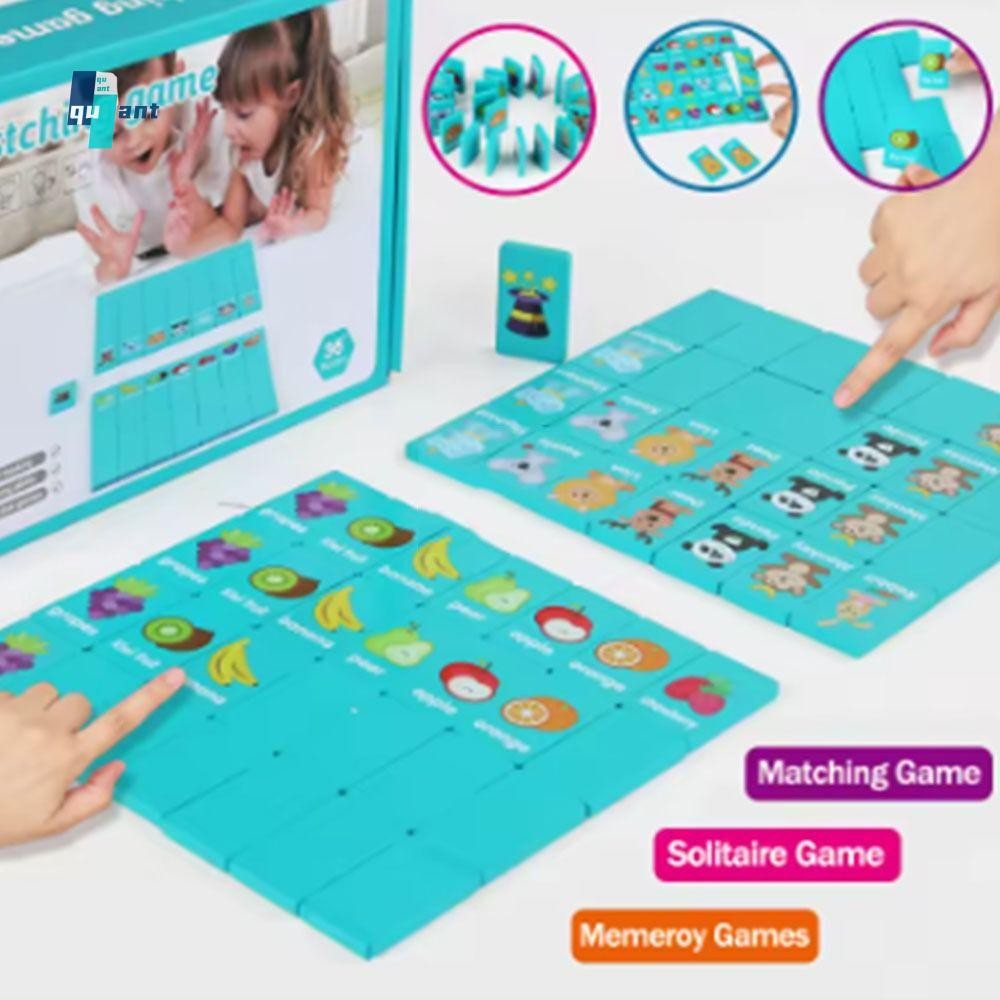 QUANTUMSKY Memory Solitaire Matching Mahjong Game, Wood Early Educational Family Board Game, Fun Fru
