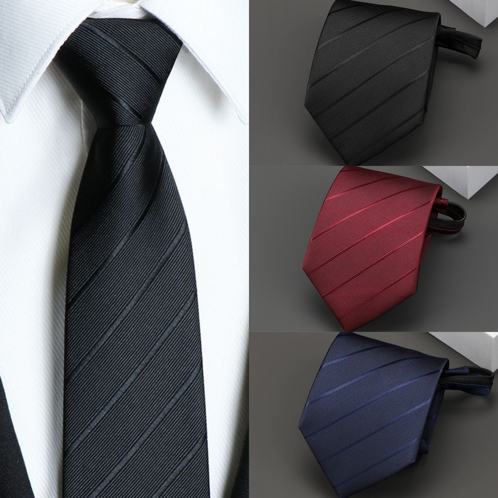 เน็คไทผู้ชายลายสีดําสีฟ้าสีแดง ไม่มีปม ขี้เกียจเจ้าบ่าวแต่งงานเนคไทสํานักงานธุรกิจแฟชั่นอุปกรณ์เสริม