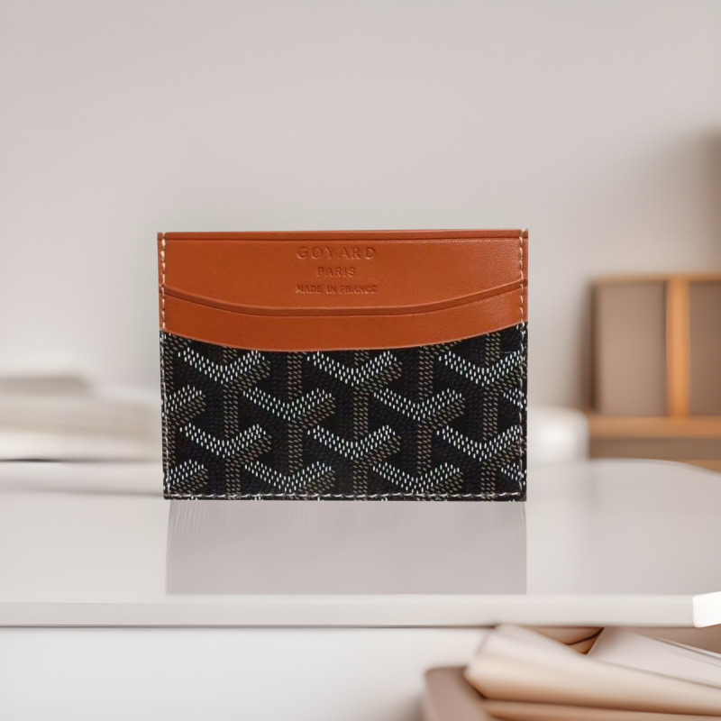 0 Goyard Goyard Goyard Card Holder ผู้ชายผู้หญิงประณีตแฟชั่นเปลี่ยนผู้ถือบัตรพร้อม Cowhide สองชั้น