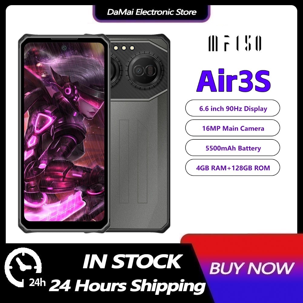 IIIF150 Air3S โทรศัพท์ที่ทนทานบางเฉียบ 4GB RAM + 128GB ROM 6.6 นิ้ว 90Hz หน้าจอ 16MP 5000mAh Android